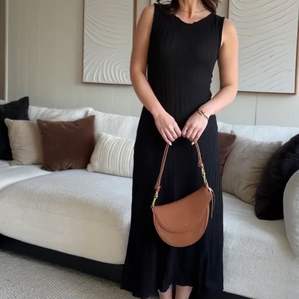 Elan Black Ribbed Maxi Dress swim coverup